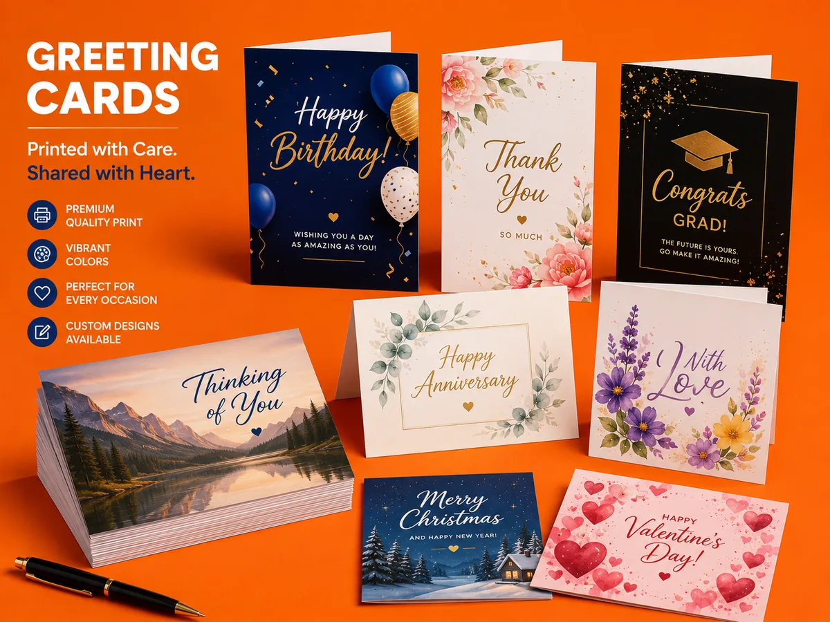 Custom printed greeting cards