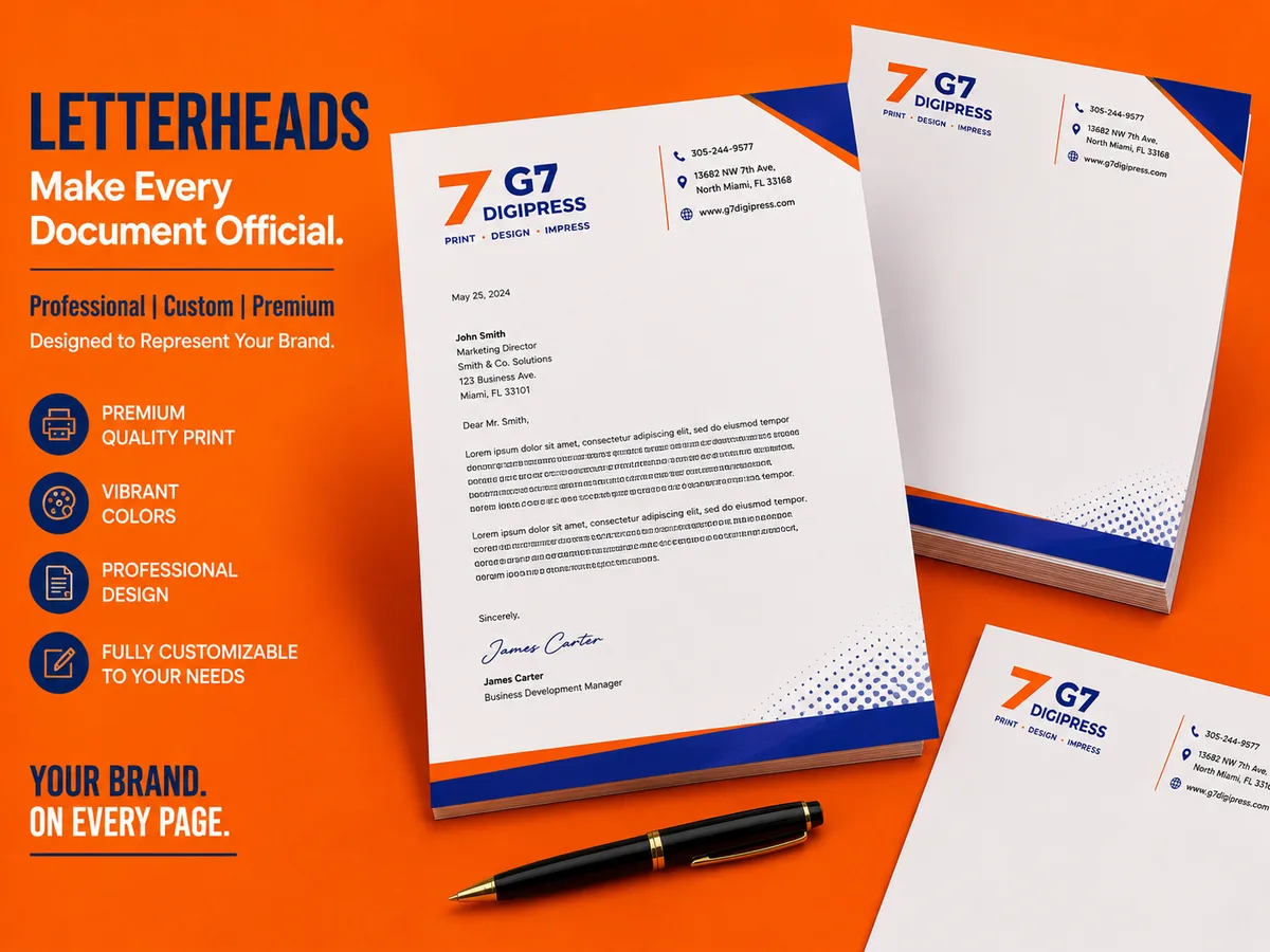 Professional G7 letterheads